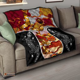 premium quilt aboriginal dot painting lizard quilt