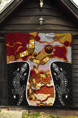 premium quilt aboriginal dot painting lizard quilt