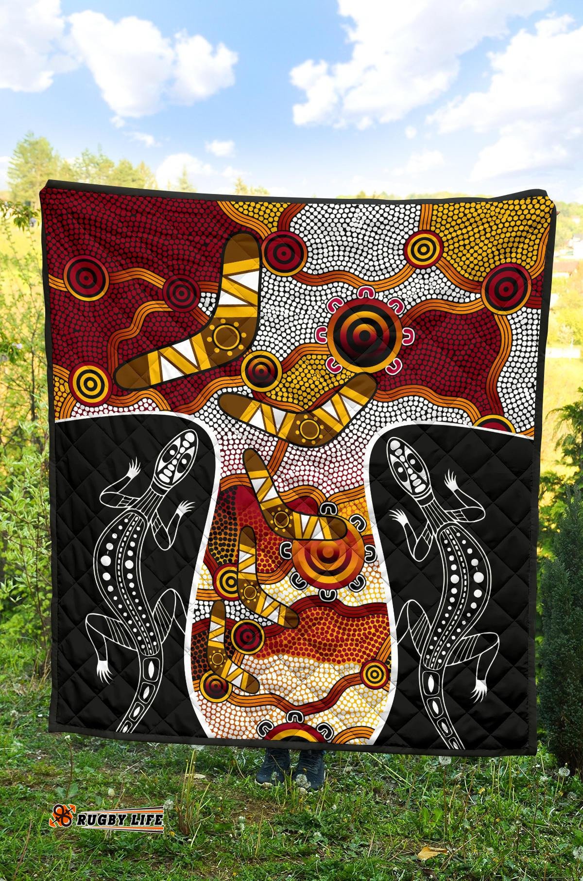 premium quilt aboriginal dot painting lizard quilt