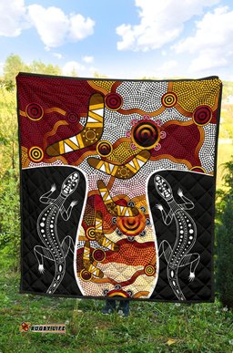 premium quilt aboriginal dot painting lizard quilt