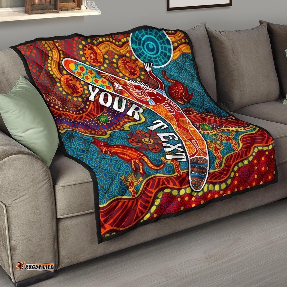 aboriginal personalised premium quilt indigenous boomerang