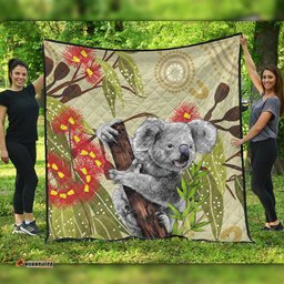 Amazing Aussie Australia Aboriginal Art Painting With Koala And Gumtree Quilt