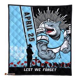 Amazing Aussie Cronulla Sutherland Sharks Anzac Day Lest We Forget Strong Fighting Spirit Quilt