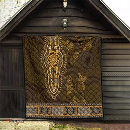 gold african dashiki with australia aboriginal art quilt
