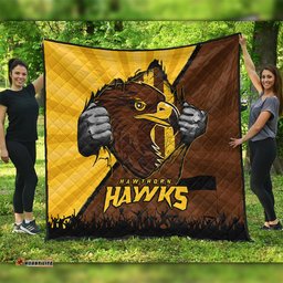 Amazing Aussie Hawthorn Breaking Through Fan Design Quilt