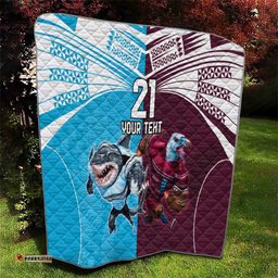 custom sea eagles and sharks rugby quilt sporty style