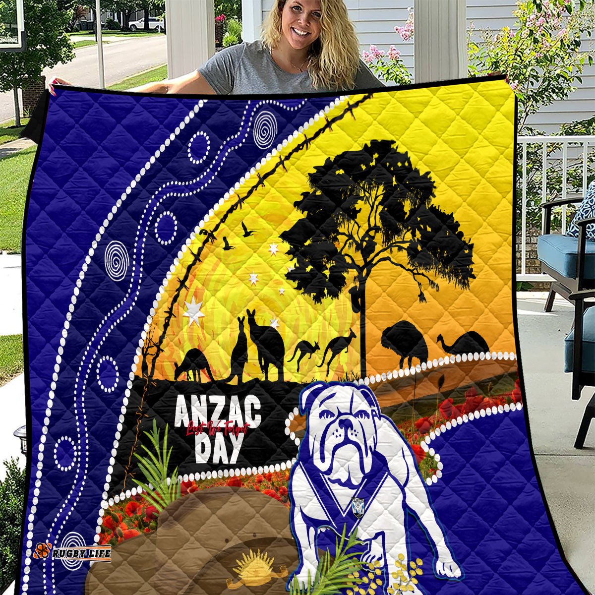 bulldogs anzac day quilt rosemary starring night style
