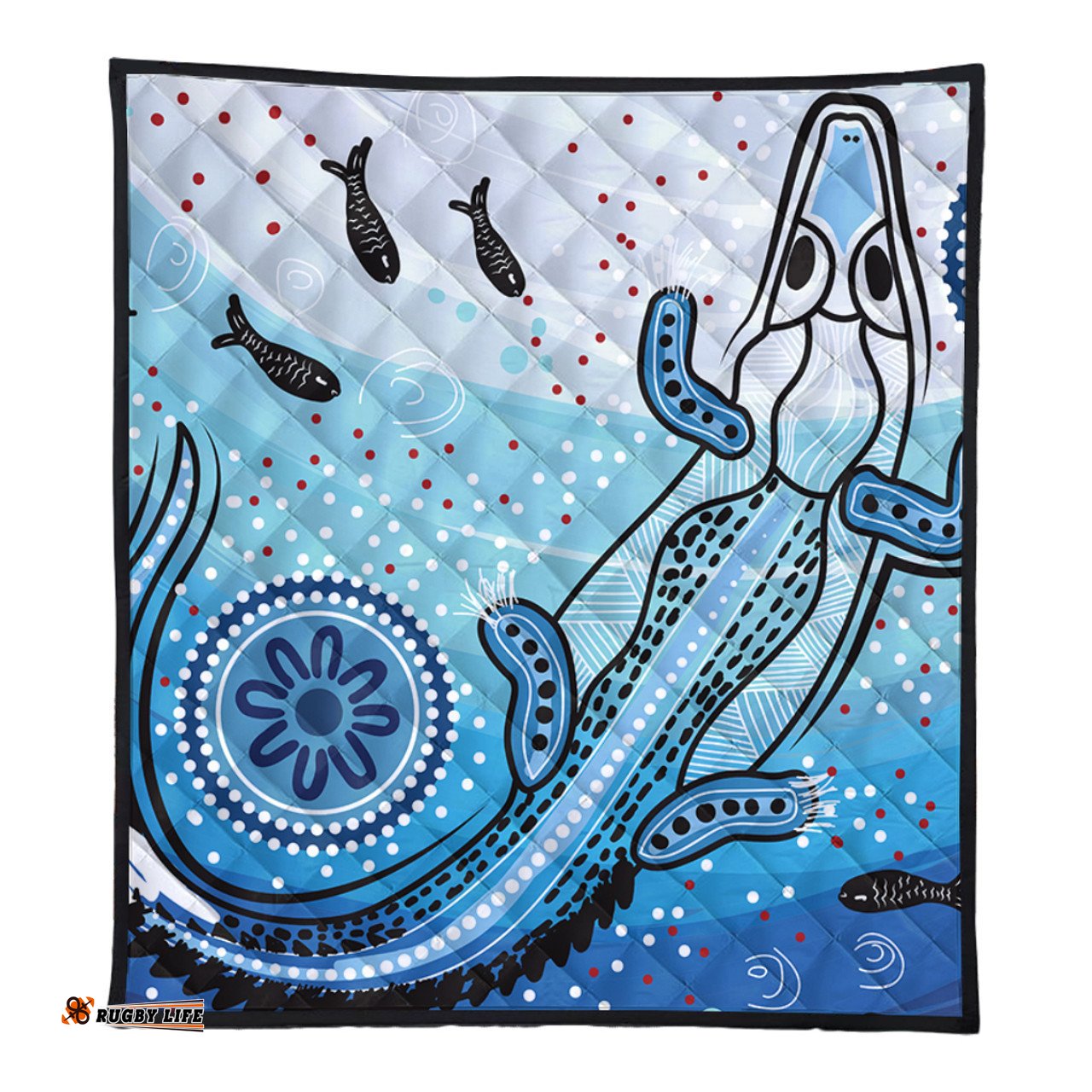 Australia Crocodile Quilt - Aboriginal Dot Artwork With Crocodile Quilt