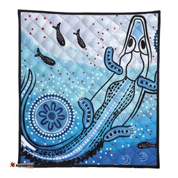 Australia Crocodile Quilt - Aboriginal Dot Artwork With Crocodile Quilt