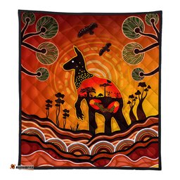 Amazing Aussie Australia Aboriginal Indigenous Kangaroo With Dot Painting Pattern Quilt