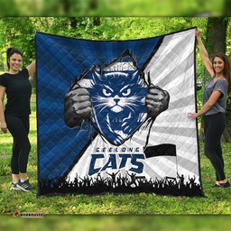 Amazing Aussie Geelong Cats Breaking Through Fan Design Quilt