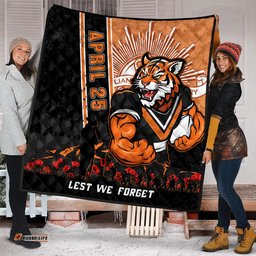 Amazing Aussie Wests Tigers Anzac Day Lest We Forget Strong Fighting Spirit Quilt