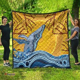whale in the ocean aboriginal dot art quilt no2