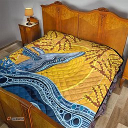 whale in the ocean aboriginal dot art quilt no2
