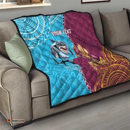 personalised sharks and broncos rugby quilt aboriginal mix polynesian pattern