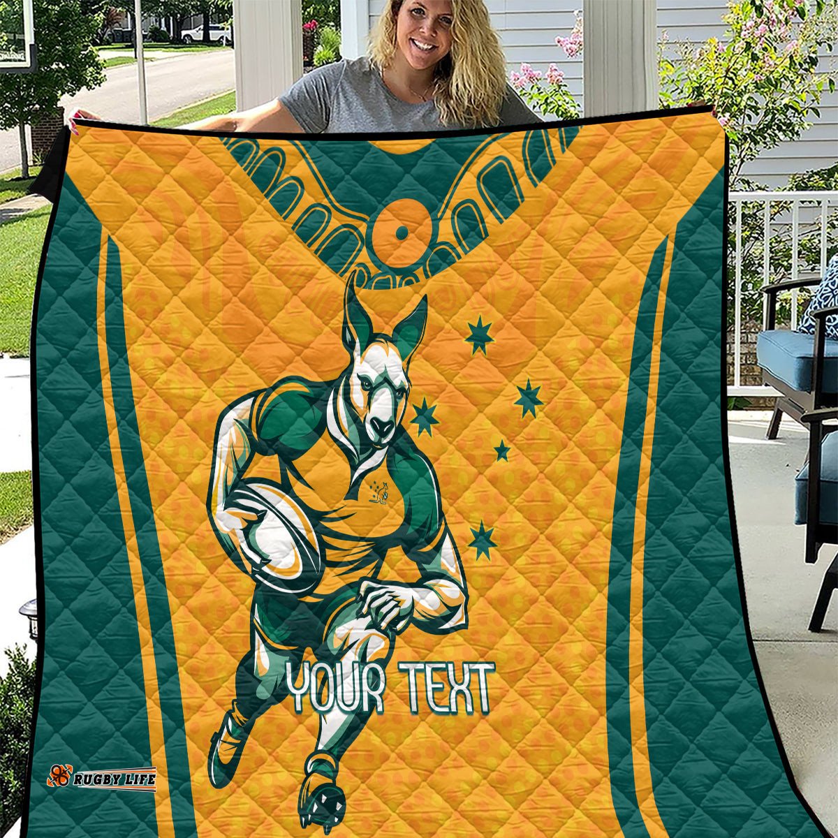 custom australia rugby quilt wallabies mascots sporty version