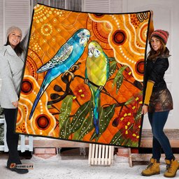 Amazing Aussie Australia Aboriginal Dot Painting Bush Budgies And Gumtree Quilt