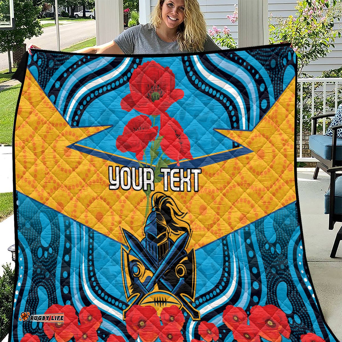 custom gld titans rugby anzac quilt gallipoli soldier with aboriginal art