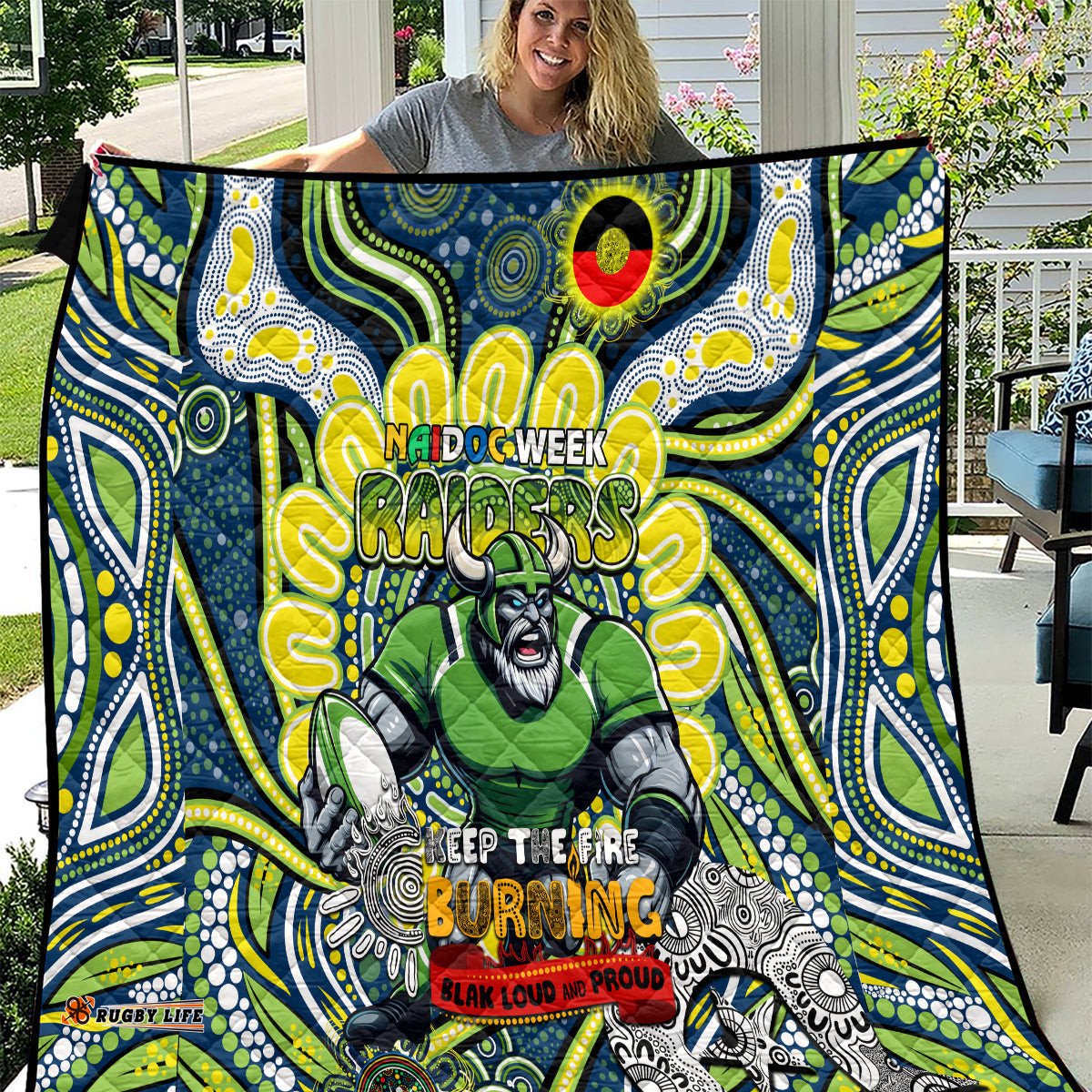 custom naidoc week 2024 raiders quilt mascot rugby