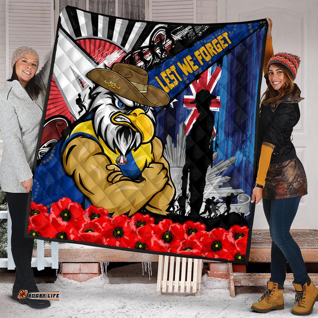 Amazing Aussie West Coast Eagles Anzac Day Honor United In Spirit Quilt