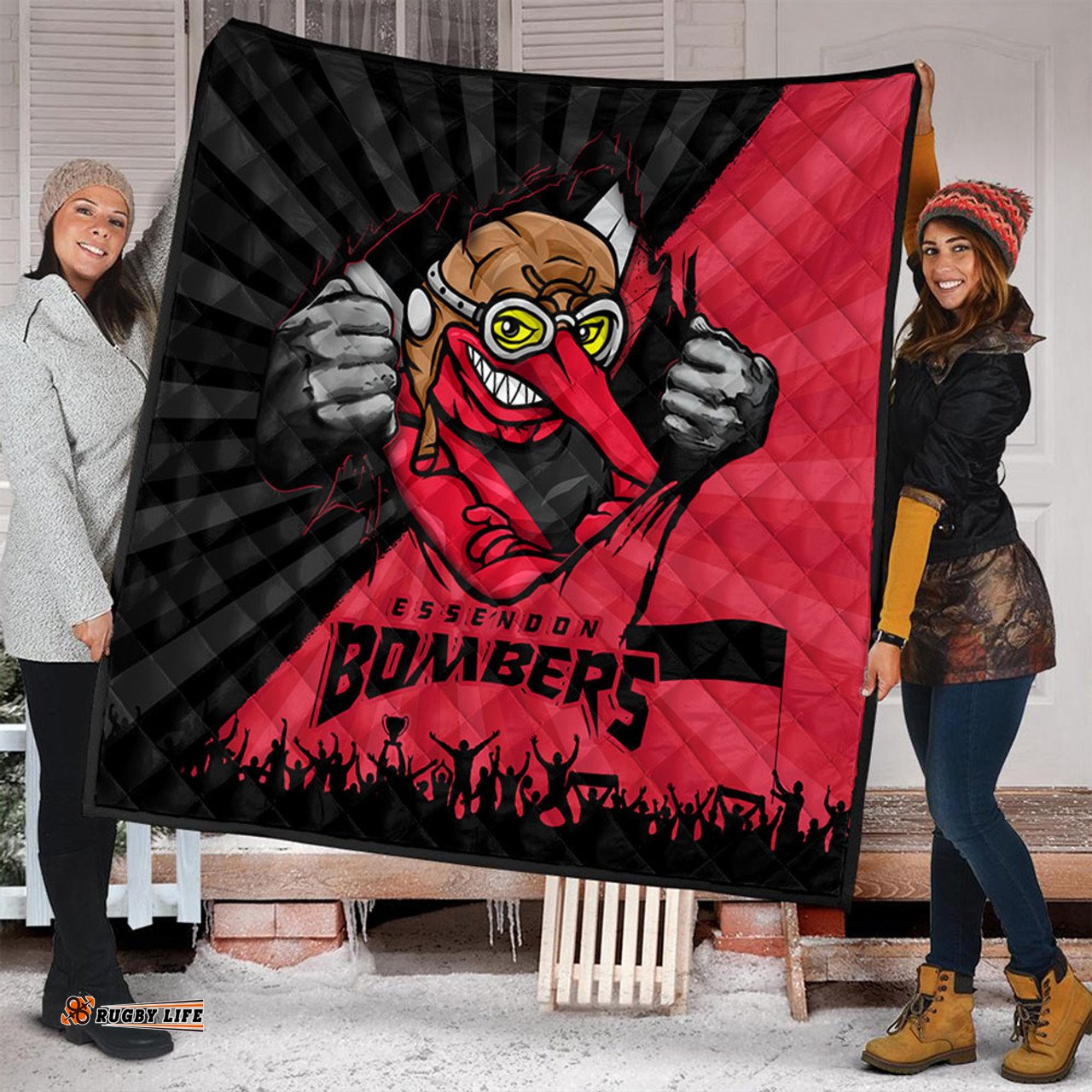 Amazing Aussie Essendon Breaking Through Fan Design Quilt