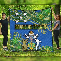 Amazing Aussie Australia South Sea Islanders Solomon Islands Symbol In Polynesian Patterns With Tropical Flowers Style Quilt