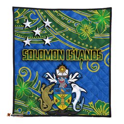 Amazing Aussie Australia South Sea Islanders Solomon Islands Symbol In Polynesian Patterns With Tropical Flowers Style Quilt