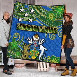 Amazing Aussie Australia South Sea Islanders Solomon Islands Symbol In Polynesian Patterns With Tropical Flowers Style Quilt