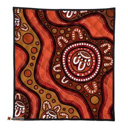 Amazing Aussie Australia Painting Illustration With Dot Art In Aboriginal Brown Style Quilt