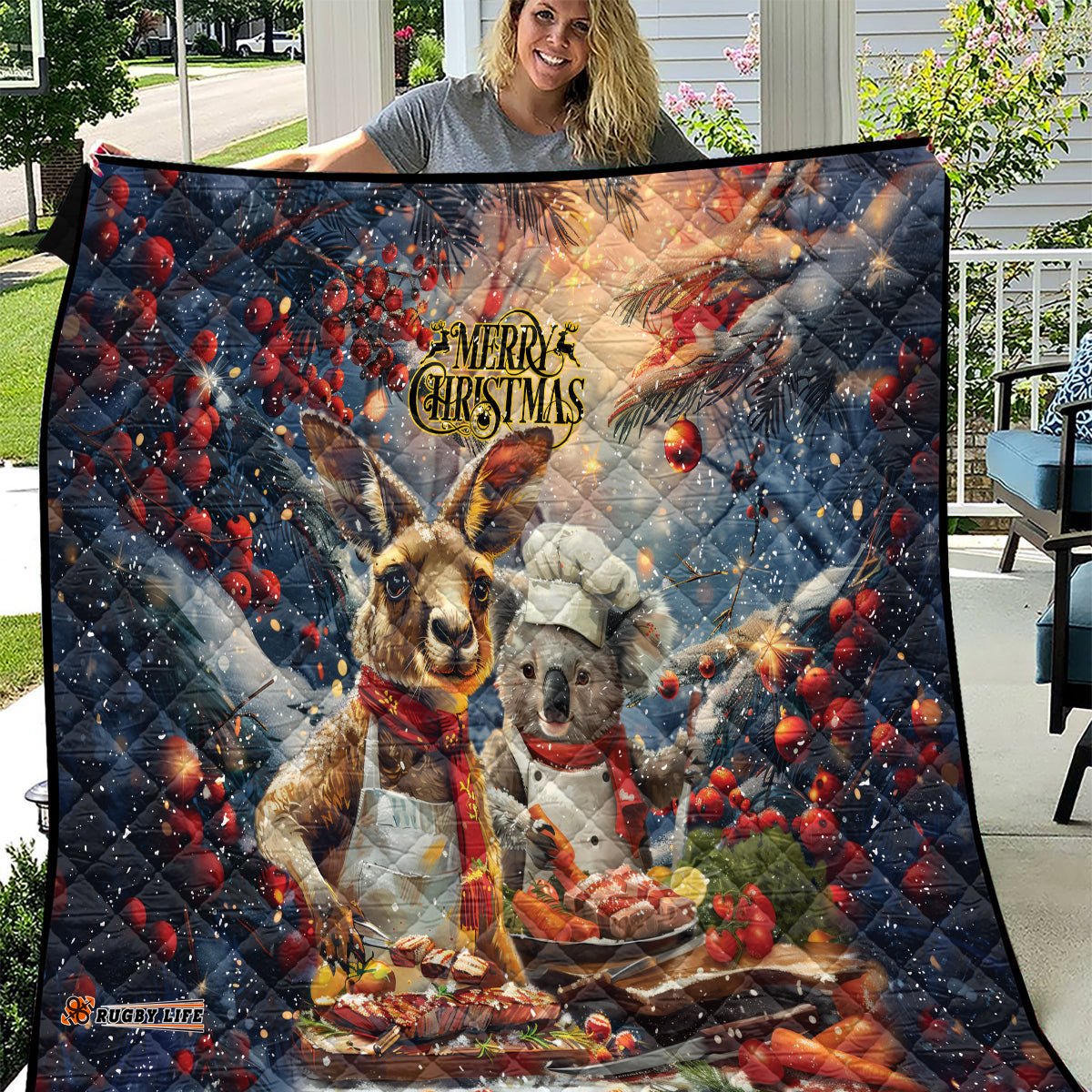 aussie christmas kangaroo and koala quilt
