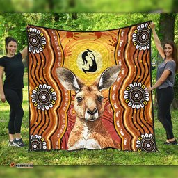 Amazing Aussie Australia Aboriginal Kangaroo Dreaming With Dot Art Quilt