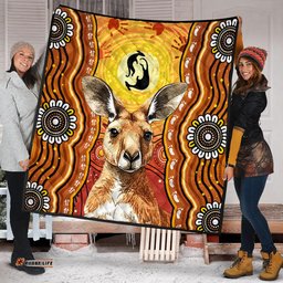 Amazing Aussie Australia Aboriginal Kangaroo Dreaming With Dot Art Quilt