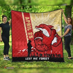 Amazing Aussie Redcliffe Dolphins Anzac Day Lest We Forget Strong Fighting Spirit Quilt