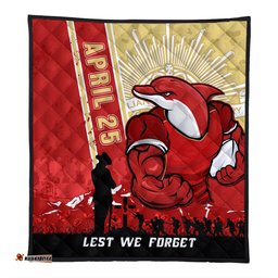 Amazing Aussie Redcliffe Dolphins Anzac Day Lest We Forget Strong Fighting Spirit Quilt