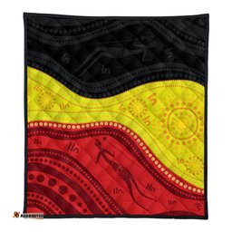 Amazing Aussie Australia Aboriginal Flag Colors In A Dot Art Painting Quilt