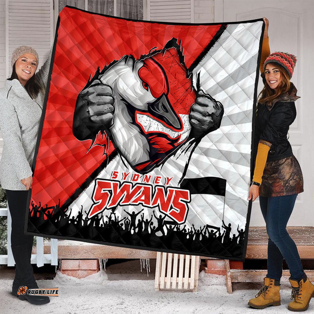Amazing Aussie Sydney Swans Breaking Through Fan Design Quilt