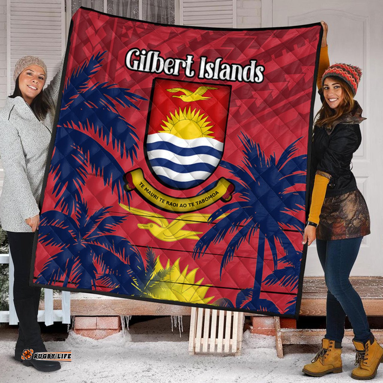 Amazing Aussie Australia South Sea Islanders Gilbert Islands In Polynesian Pattern With Coconut Trees Quilt