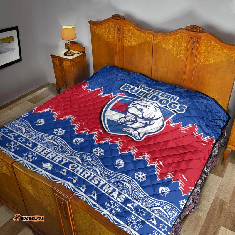 bulldogs unique winter season premium quilt dogs merry christmas no2