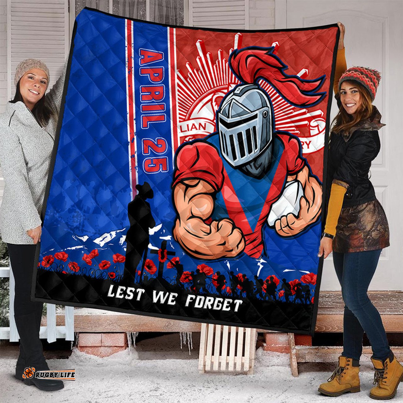 Amazing Aussie Newcastle Knights Anzac Day Lest We Forget Strong Fighting Spirit Quilt
