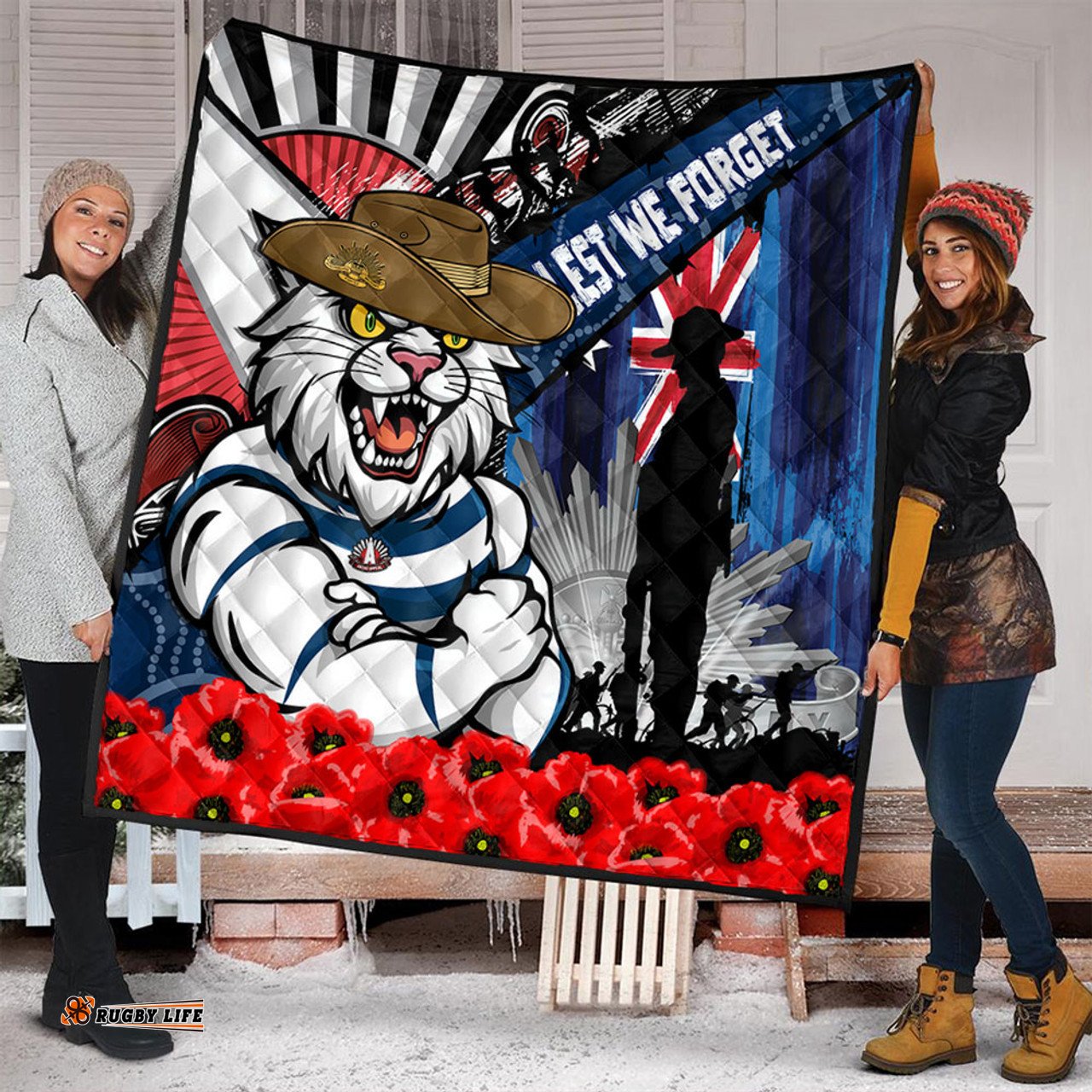 Amazing Aussie Geelong Cats Anzac Day Honor United In Spirit Quilt