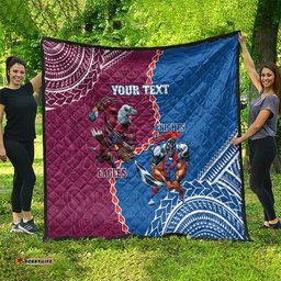 personalised eagles and knights rugby quilt aboriginal mix polynesian pattern