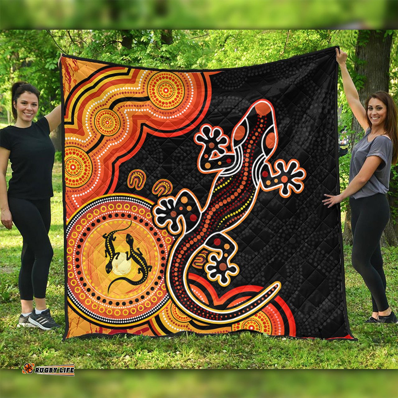 Amazing Aussie Australia Aboriginal Lizard Dreaming Outback Orange Quilt