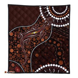 Amazing Aussie Australia Aboriginal Inspired Lizard With Dot Painting Pattern Quilt