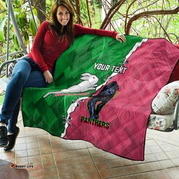 personalised panthers and rabbitohs rugby quilt 2024 souths the riff together