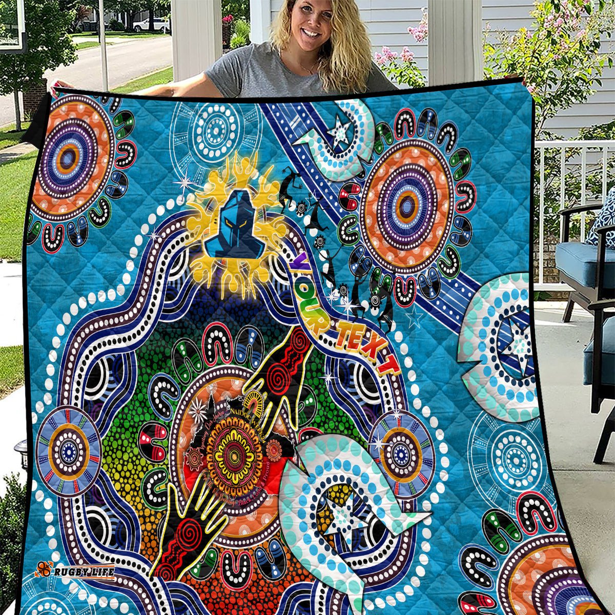 personalised titans naidoc week 2024 quilt australia aboriginal dot painting