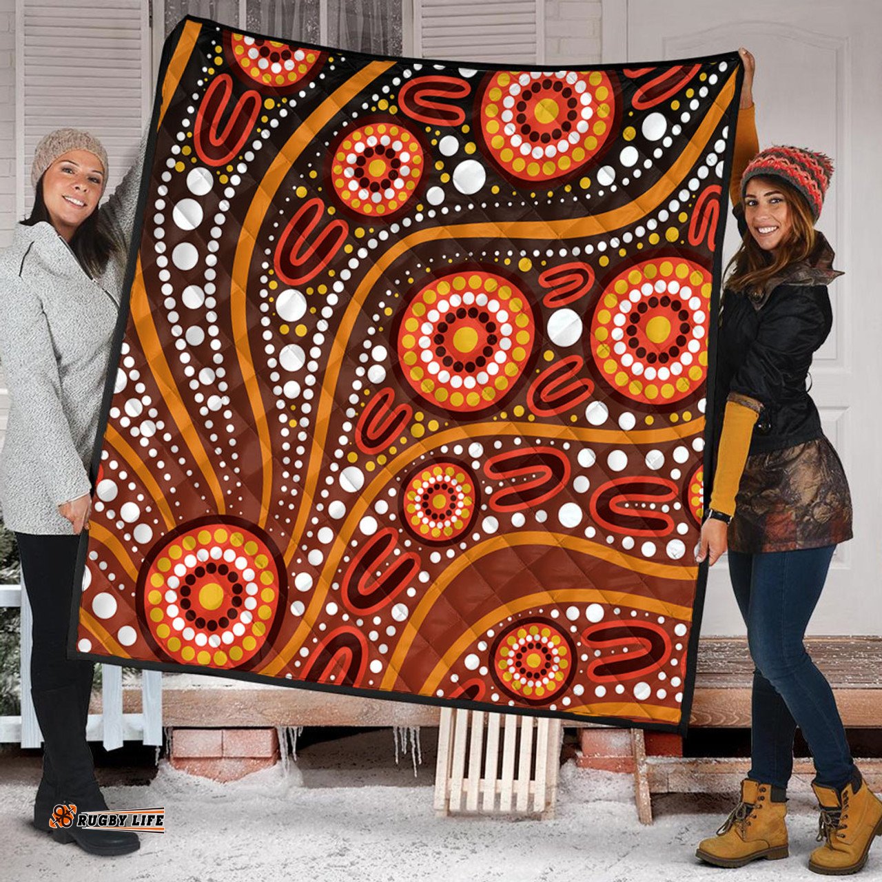 Amazing Aussie Australia Artistic Illustration Of Aboriginal Dot Painting Quilt