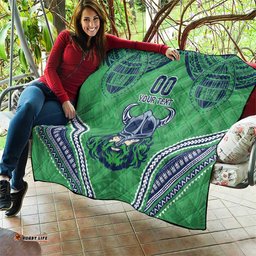raiders rugby custom quilt with polynesian style