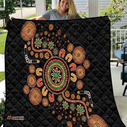 aboriginal dots art painting with boomerang quilt