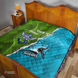 personalised sharks and raiders rugby quilt sporty style
