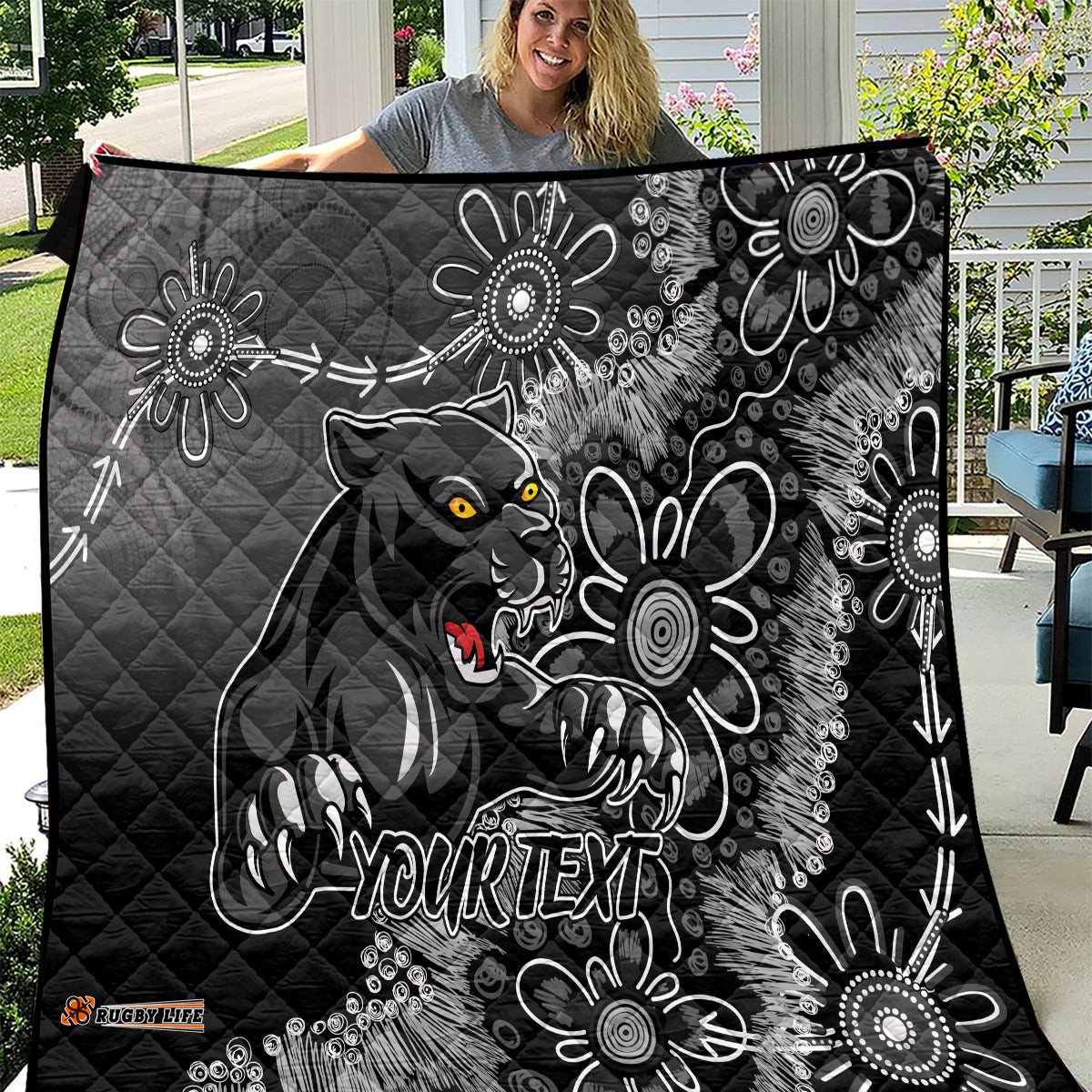personalised panthers naidoc week 2024 quilt aboriginal fire burning sparks